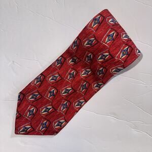 Robert Talbott Best Of Class Tie Red Geometric Abstract 100% Silk Made in USA